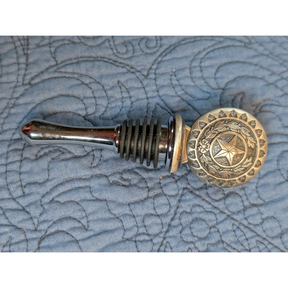 Vintage Texas Lone Star Chrome Wine Bottle Stopper – Rustic Concho Barware